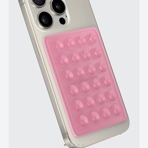 Sticky grippy Phone Grip suction cup translucent baby pink  glitter